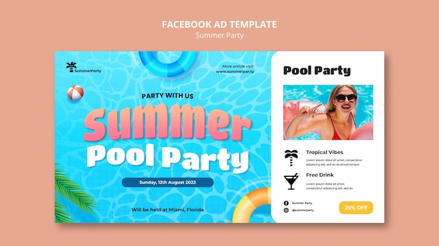 PSD modelo de facebook de festa de verão