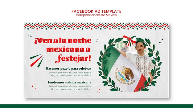 PSD modelo de facebook de independência mexicana