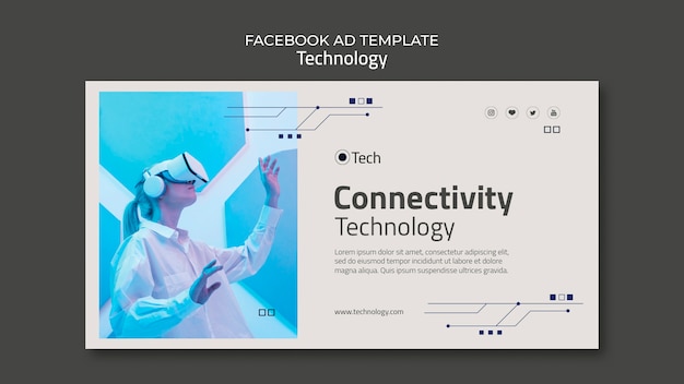 PSD modelo de facebook de inovação tecnológica geométrica