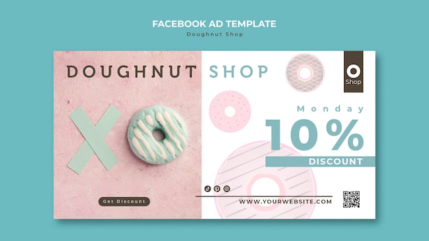 PSD modelo de facebook de loja de donuts delicioso