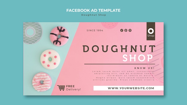 PSD modelo de facebook de loja de donuts delicioso