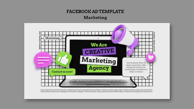 Modelo de Facebook de marketing de design plano
