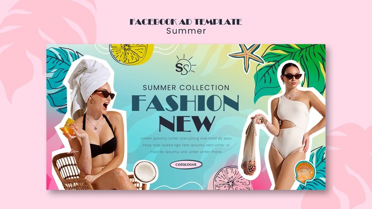 PSD modelo de facebook de moda de verão