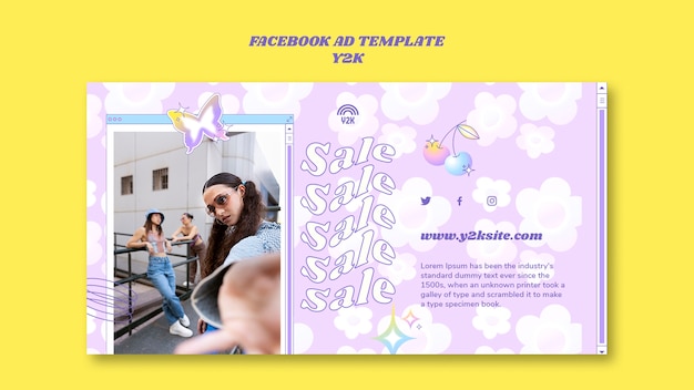 PSD modelo de facebook de moda y2k