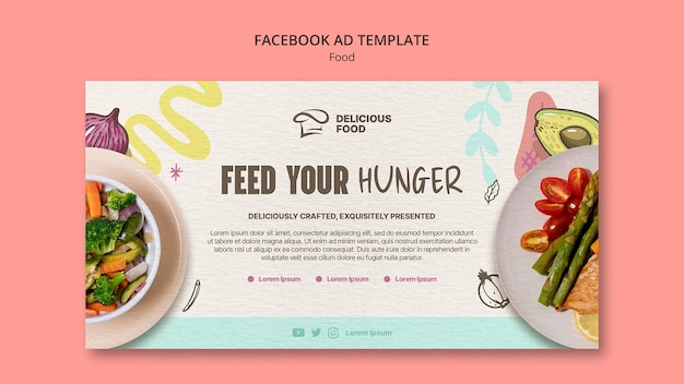 PSD modelo de facebook de restaurante de comida deliciosa