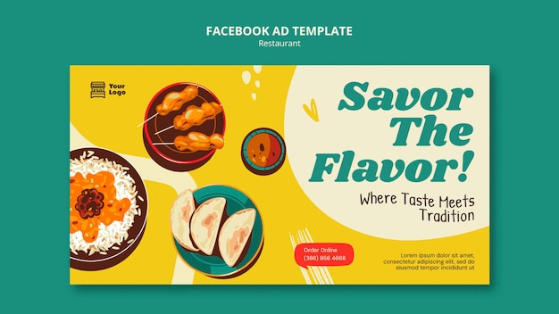 Modelo de facebook de restaurante de comida deliciosa