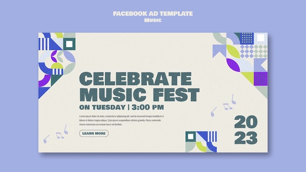 Modelo de facebook de show de música de design plano