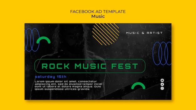 PSD modelo de facebook de show de música