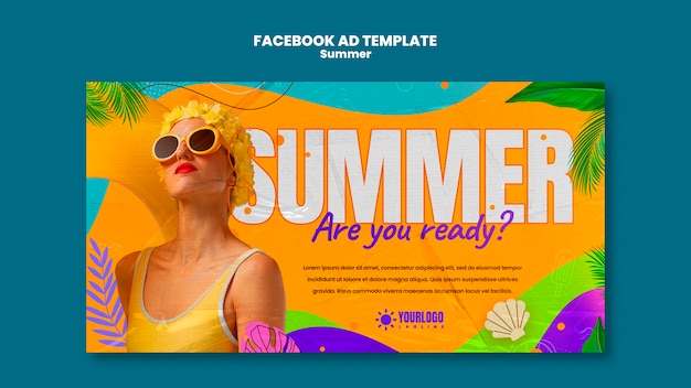 PSD modelo de facebook de temporada de verão