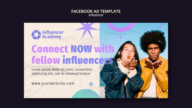 PSD modelo de facebook de trabalho de influenciador gradiente