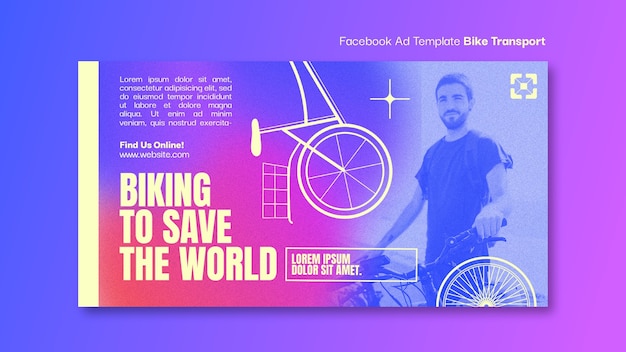 PSD modelo de facebook de transporte de bicicleta gradiente