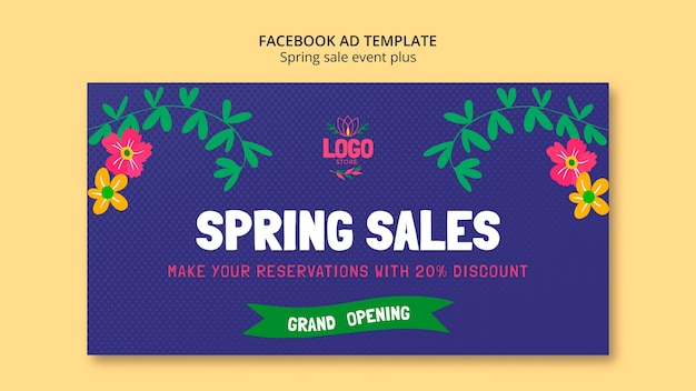 PSD modelo de facebook de venda de primavera desenhado à mão