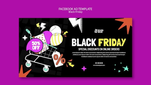 PSD modelo de facebook de venda de sexta-feira negra de design plano