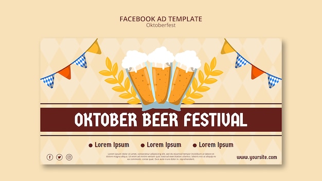 PSD modelo de facebook desenhado à mão para o oktoberfest