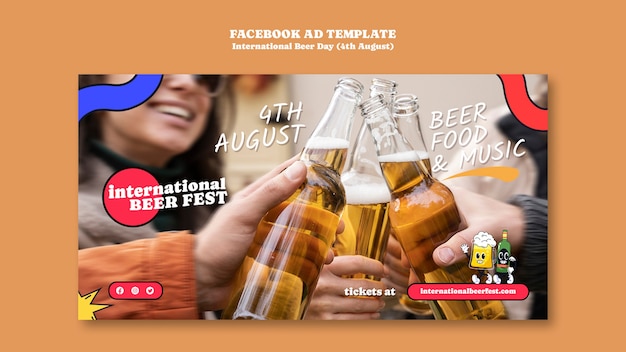 PSD modelo de facebook do dia internacional da cerveja