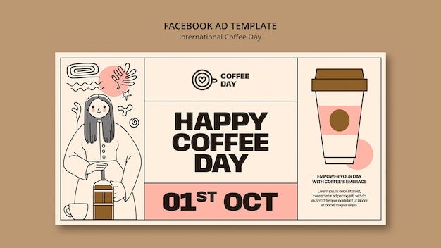 PSD modelo de facebook do dia internacional do café