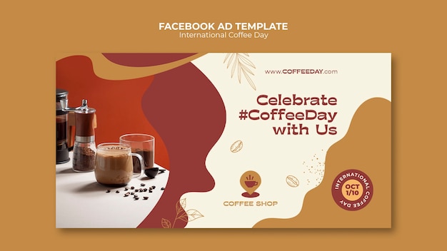 PSD modelo de facebook do dia internacional do café