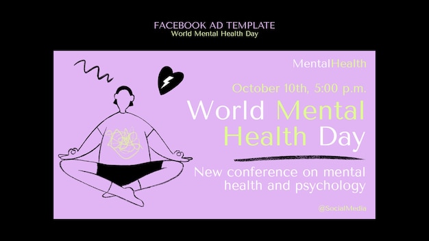 Modelo de Facebook do Dia Mundial da Saúde Mental