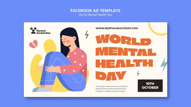 PSD modelo de facebook do dia mundial da saúde mental