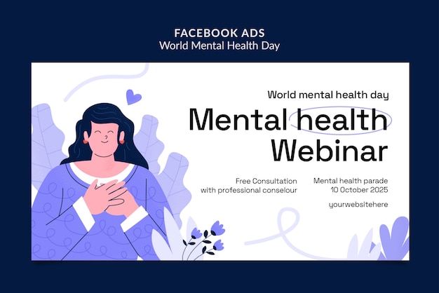 PSD modelo de facebook do dia mundial da saúde mental