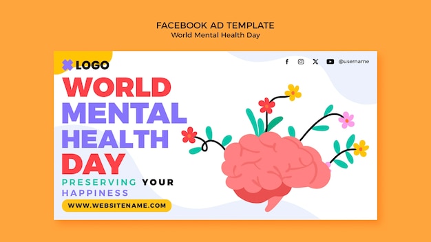 PSD modelo de facebook do dia mundial da saúde mental