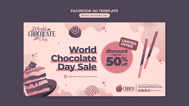 PSD modelo de facebook do dia mundial do chocolate