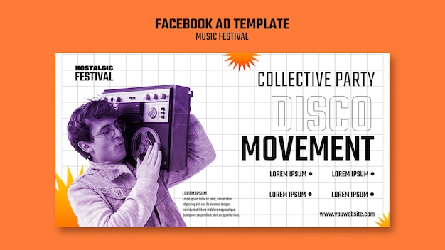 Modelo de facebook do festival de música gradiente