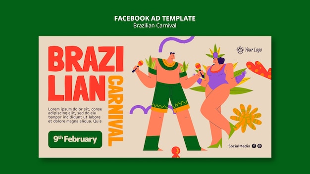 PSD modelo de facebook para a celebração do carnaval brasileiro