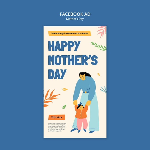 PSD modelo de facebook para a celebração do dia da mãe