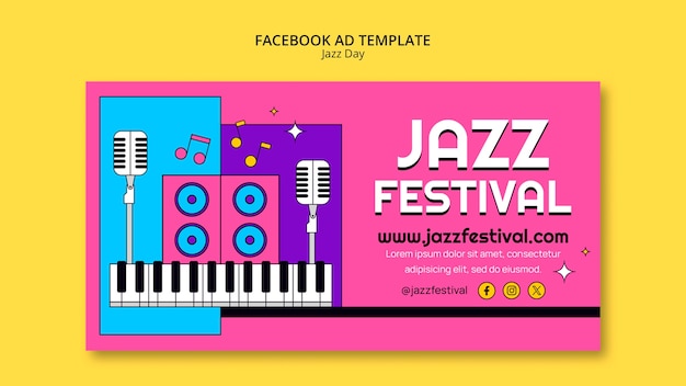 PSD modelo de facebook para a celebração do dia do jazz.