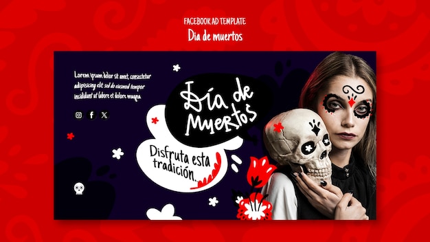 PSD modelo de facebook para a celebração do dia dos mortos