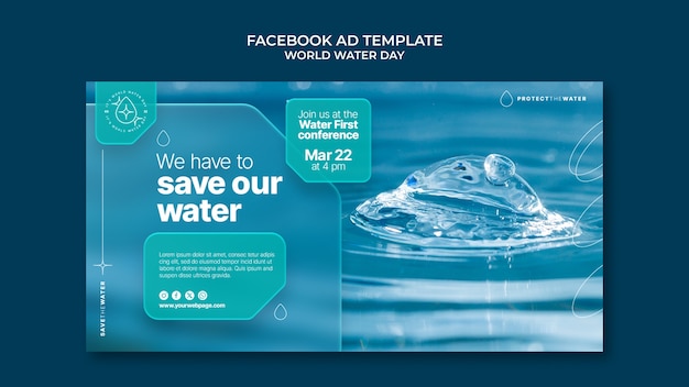 PSD modelo de facebook para a celebração do dia mundial da água
