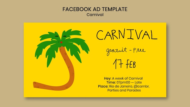 PSD modelo de facebook para celebração de carnaval