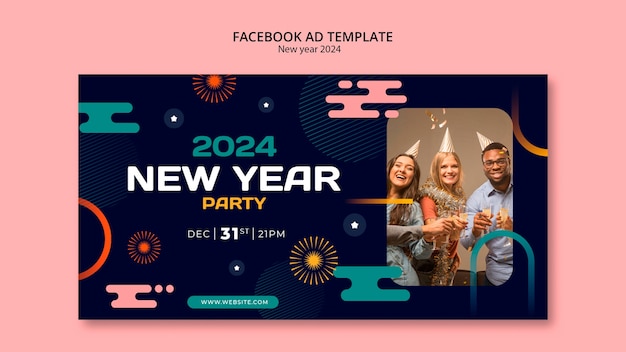 PSD modelo de facebook para comemoração do ano novo de 2024