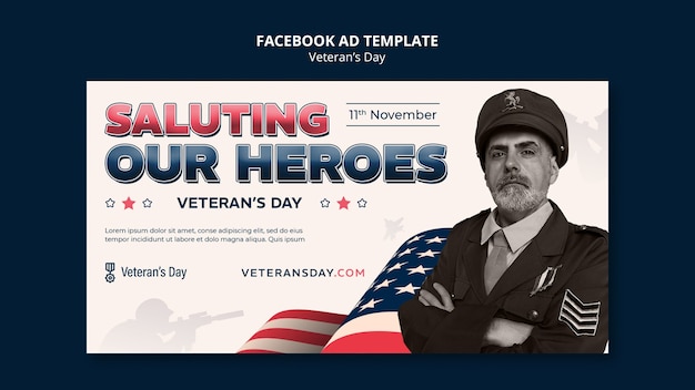 PSD modelo de facebook para comemoração do dia dos veteranos