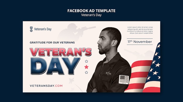 PSD modelo de facebook para comemoração do dia dos veteranos