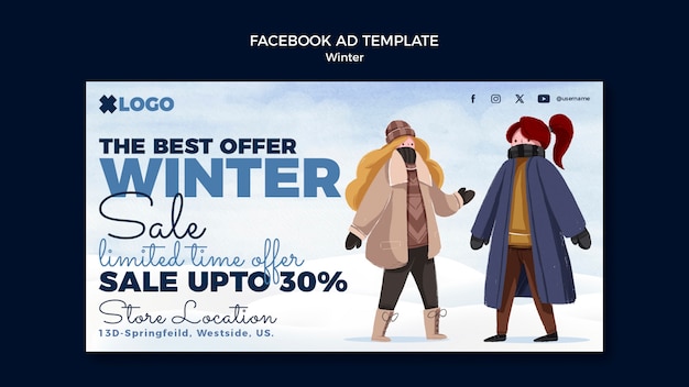 Modelo de Facebook para temporada de inverno