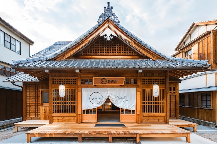 PSD modelo de fachada de um edifício japonês