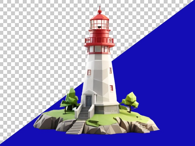 Modelo de farol lowpoly 3d em fundo transparente