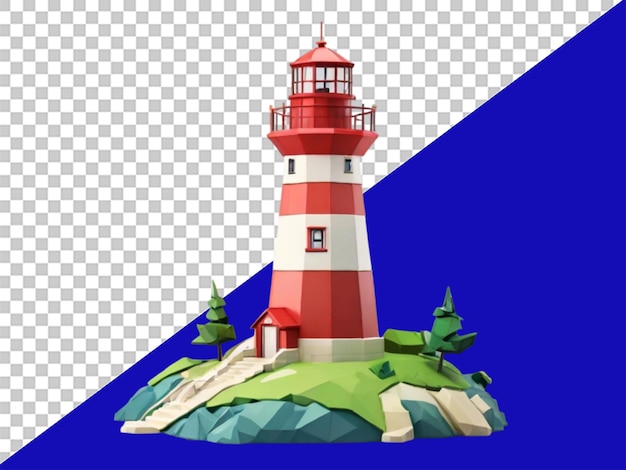 PSD modelo de farol lowpoly 3d em fundo transparente