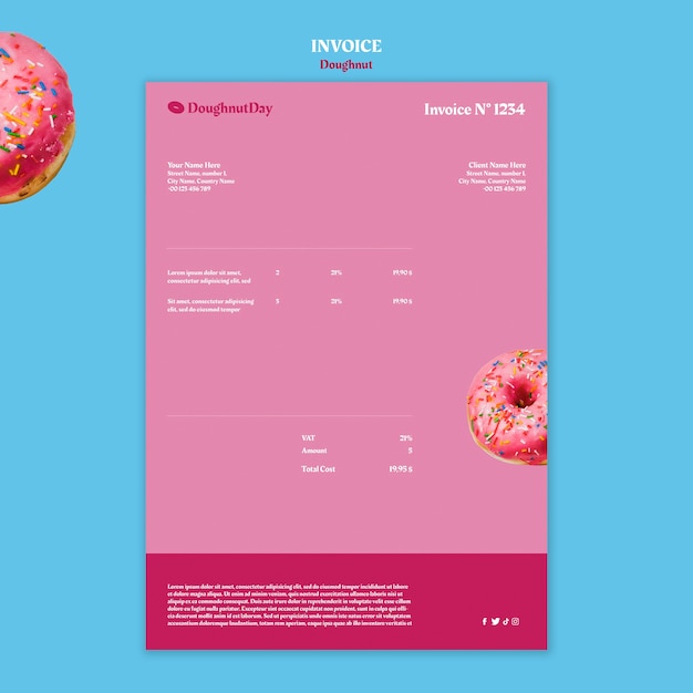 PSD modelo de fatura comercial de loja de donuts