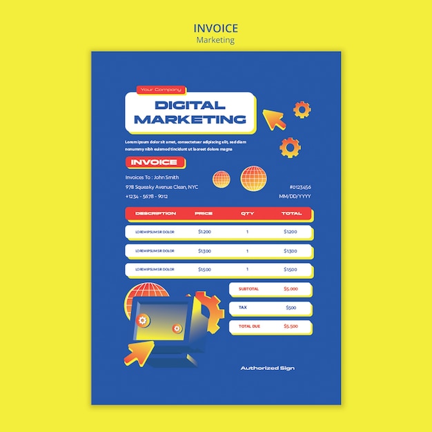 PSD modelo de fatura de estratégia de marketing