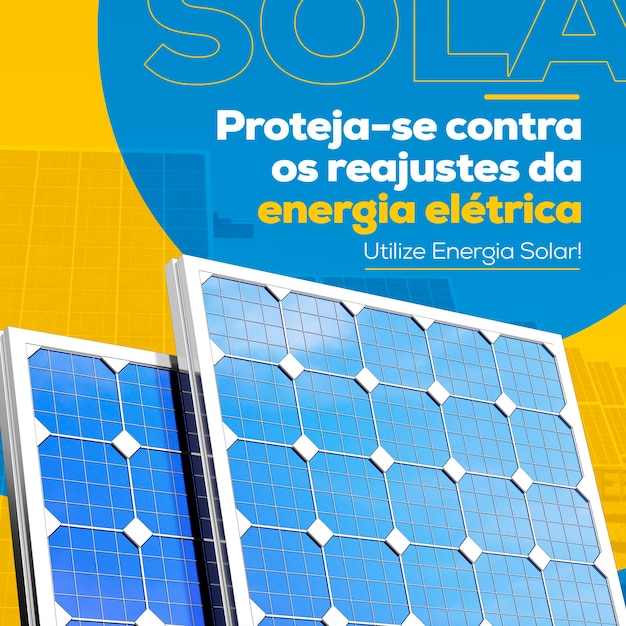 PSD modelo de feed de banner de mídia social de energia solar psd português brasileiro