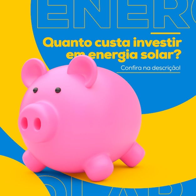 Modelo de feed de banner de mídia social de energia solar psd português brasileiro