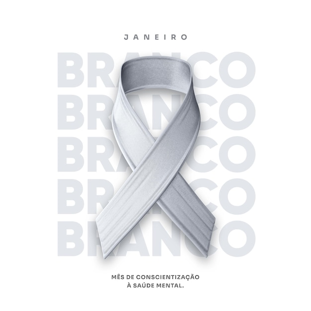 Modelo de feed de mídia social branco Mês de conscientização sobre saúde mental de janeiro