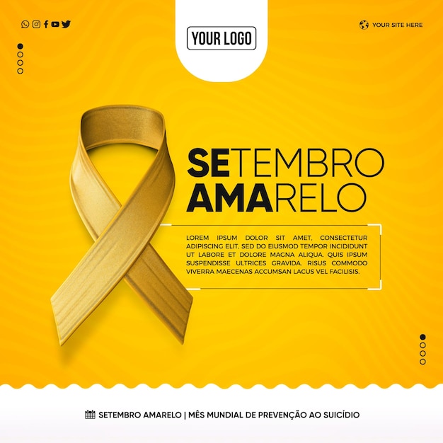 Modelo de feed de mídia social de setembro amarelo
