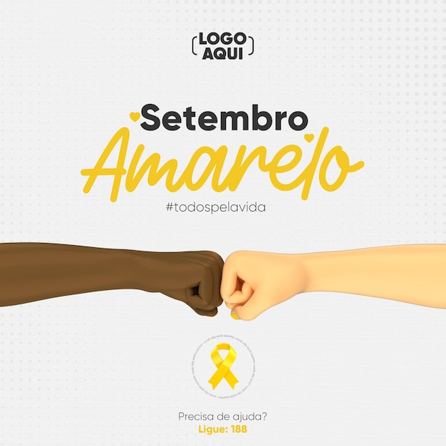 PSD modelo de feed de mídia social de setembro amarelo