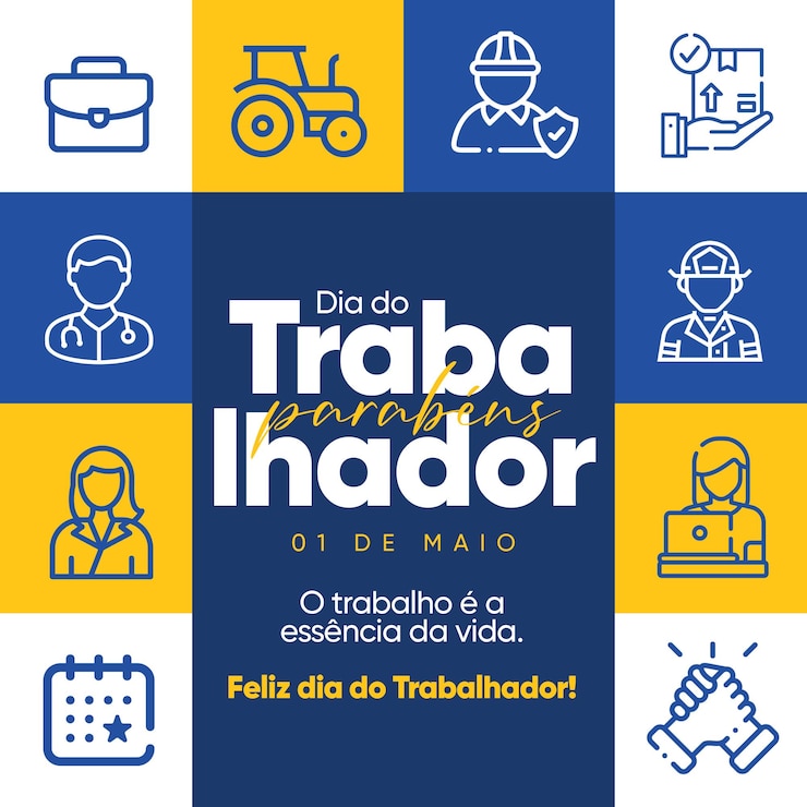 PSD modelo de feed de mídia social dia do trabalhador 1o de maio parabéns