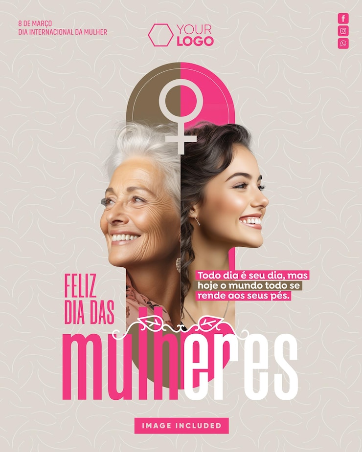 PSD modelo de feed de mídia social feliz dia da mulher no brasil