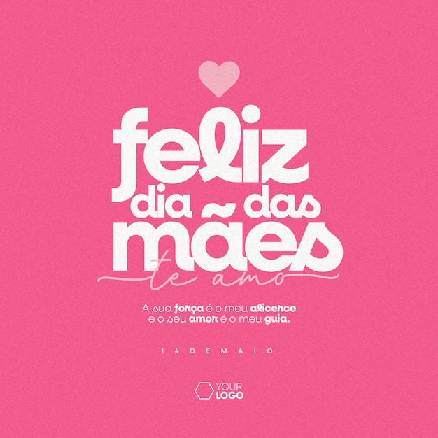 Modelo de feed de mídia social feliz dia das mães com fundo rosa sólido